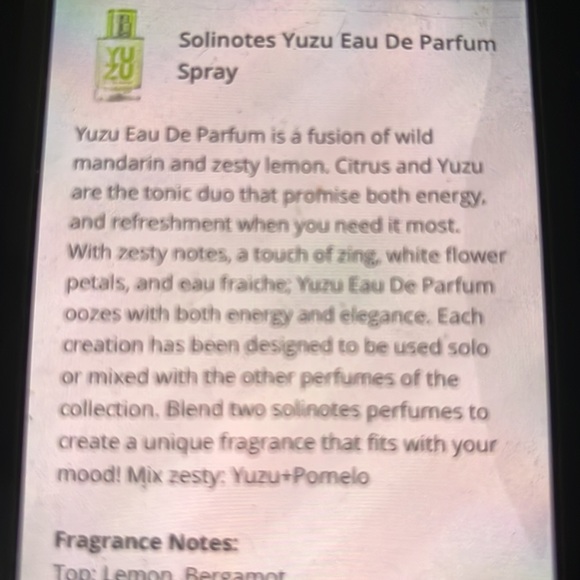 Solinotes YUZU Eau de Parfum full-size NEW BNIB - Picture 4 of 5